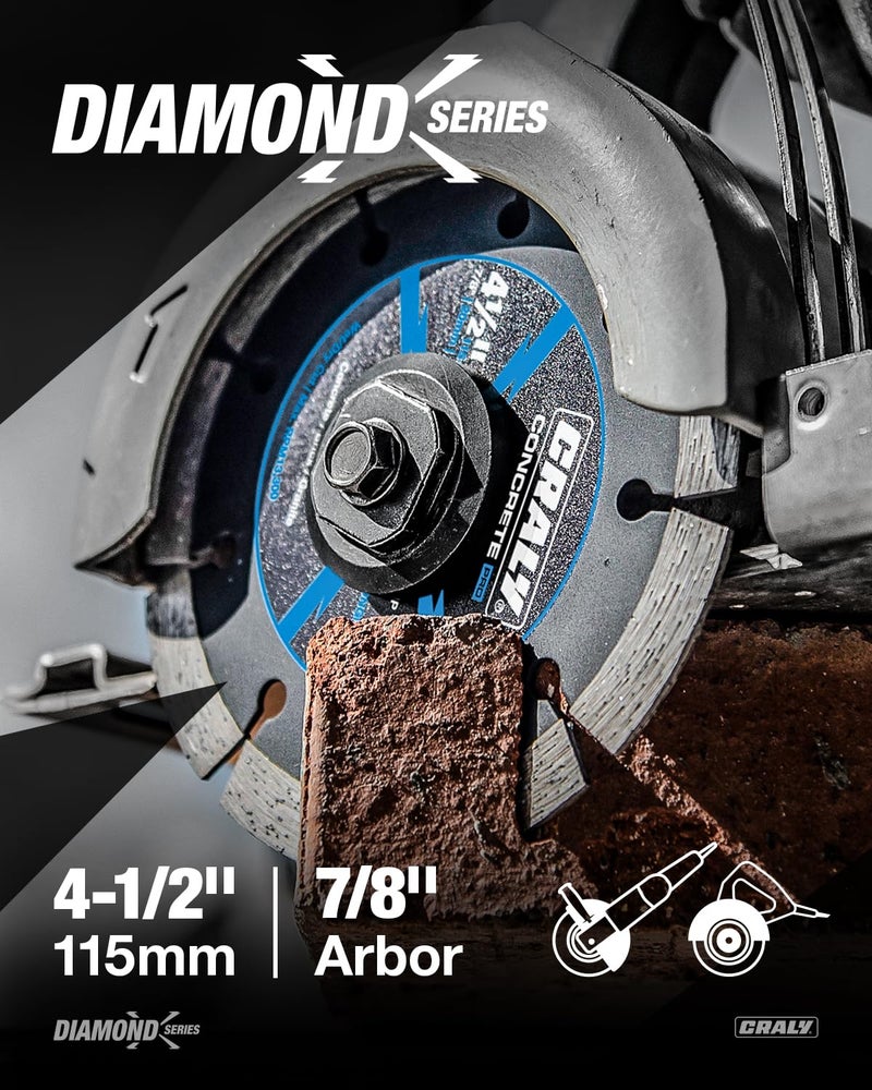 CRALY 4-1/2 Inch Super Thin Segmented Diamond Blade, 7/8 in Arbor, 4.5'' Diamond Stone Blade for Angle Grinder & Masonry Saw, Diamond Cutting Wheel for Cutting Concrete, Brick, Granite, Block, 5PC - Image 2
